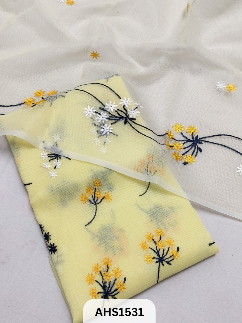 Kota Cotton Embroidery Work Dress Material