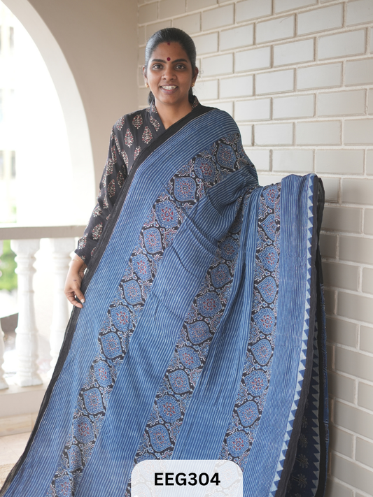 AJRAKH CHINON SAREE