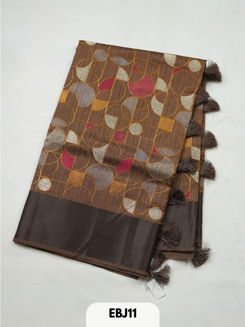 Pure tussar embroidery design saree