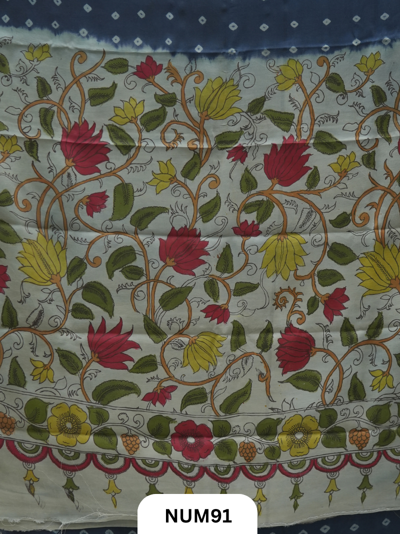 Modal Bandhini With Pure Penkalamkari Pallu And Blouse