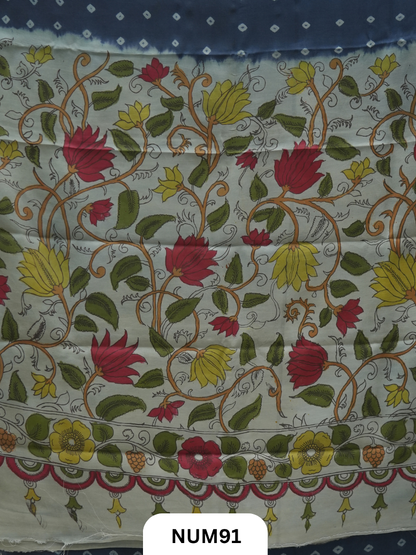 Modal Bandhini With Pure Penkalamkari Pallu And Blouse