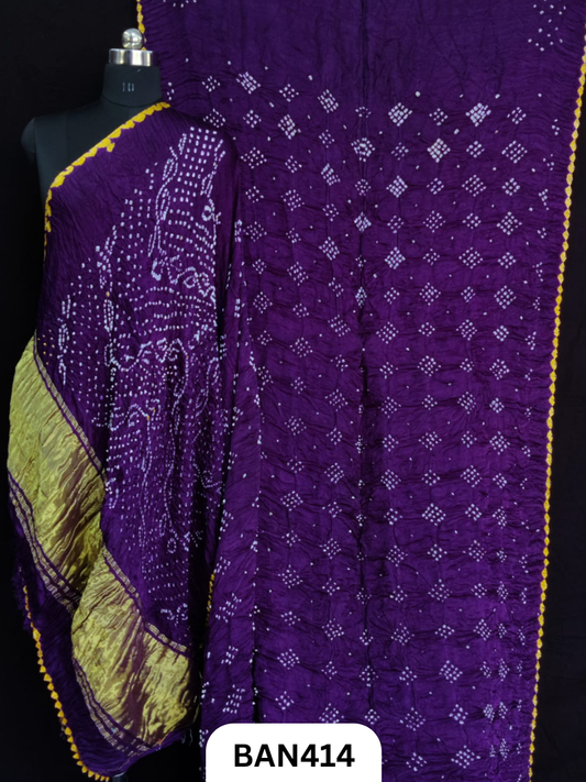 Semi Gaji Silk Tissue Pallu 9/16 Dani Saree With Edging