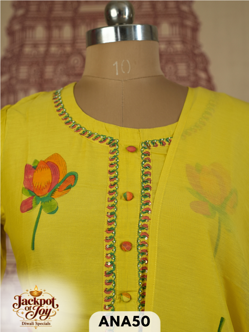 pure muslin  mulcotton handprinted stitched 3 pcs suit