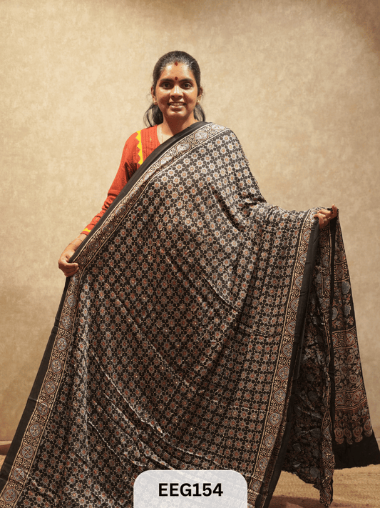 AJRAKH MODAL SAREE WITH MIRROR