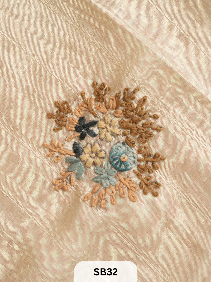 SEMI TUSSAR WITH HAND EMBROIDERY