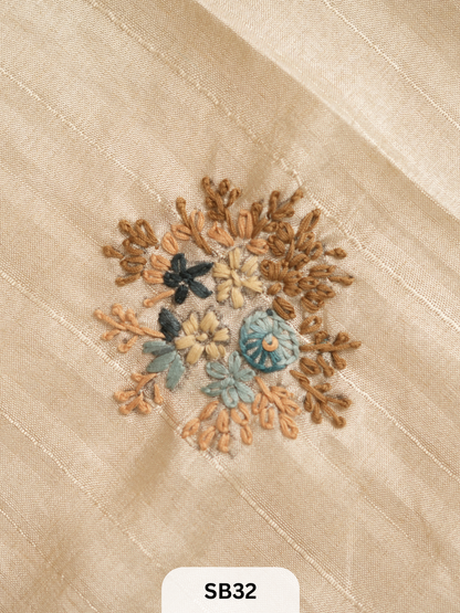 SEMI TUSSAR WITH HAND EMBROIDERY