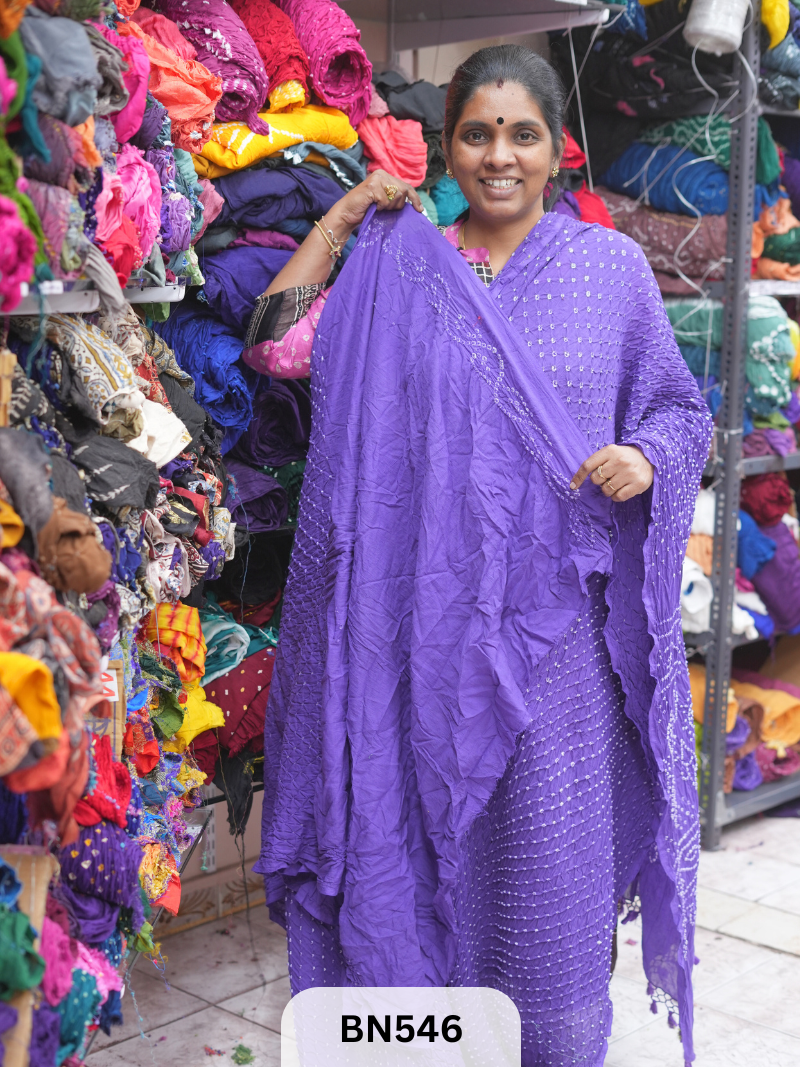 MUL COTTON HEAVY BANDHEJ SAREE WITH JARI TUSSLES