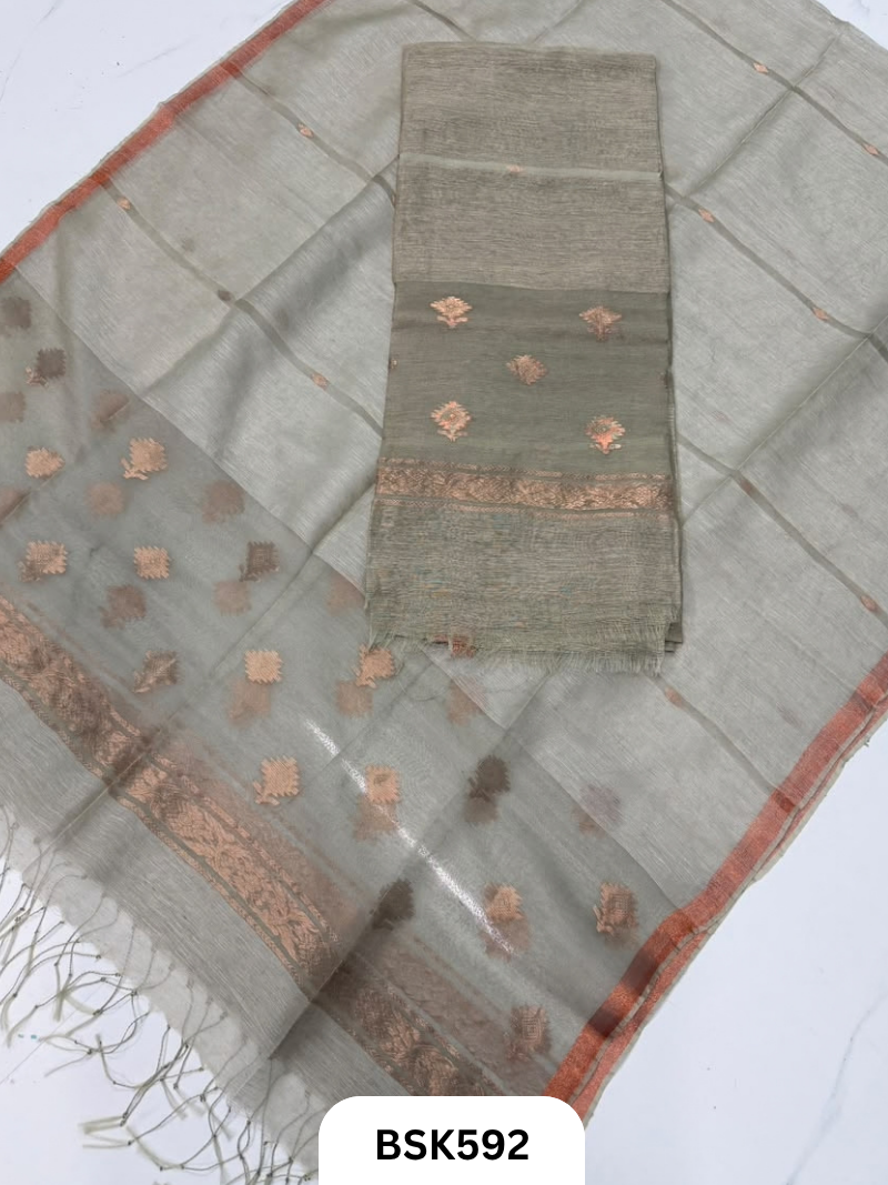 Handloom Silk Linen top & Duppata 2.5 mtr