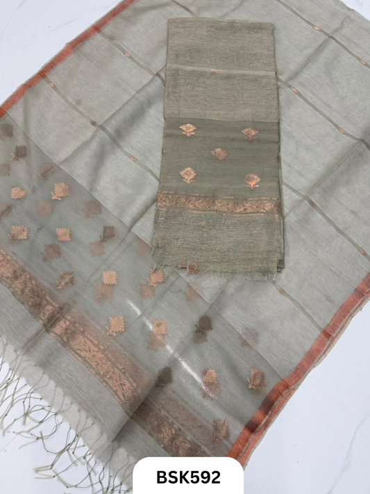 Handloom Silk Linen top & Duppata 2.5 mtr