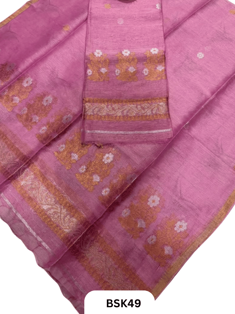 Premium Pure Handloom Linen Silk Salwar  Top 2.7 mtr  Duppata 2.5 mtr