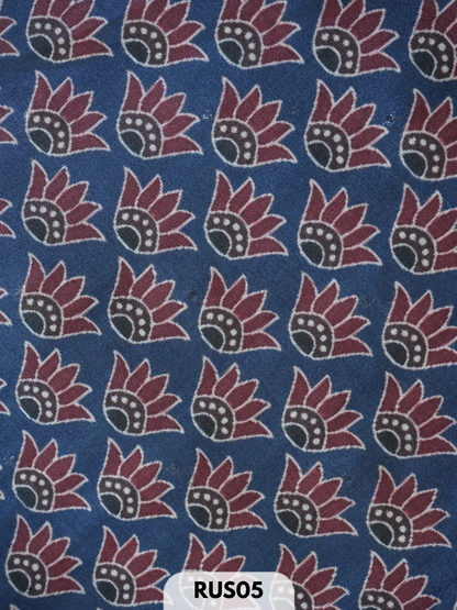 Dupion ajrakh fabric-1 mtr