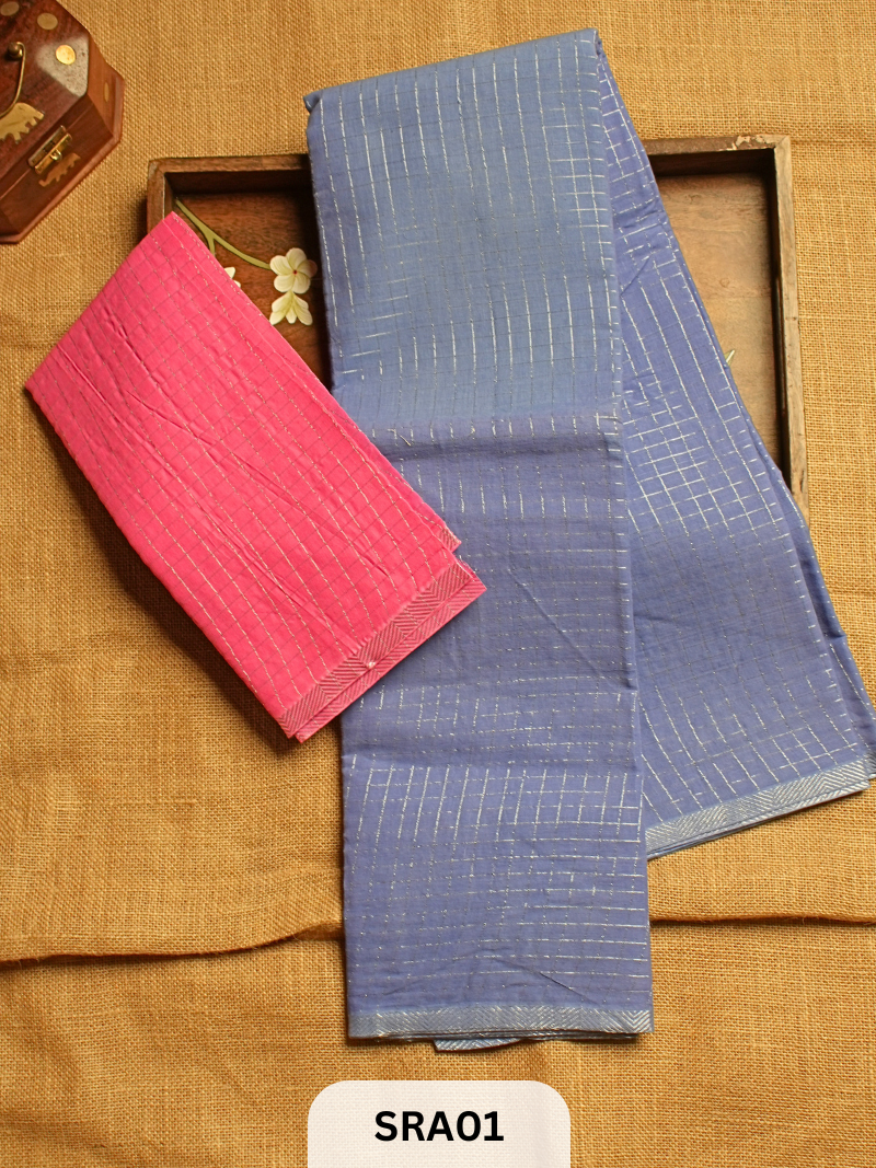 SUNGUDI COTTON SAREE WITH BLOUSE