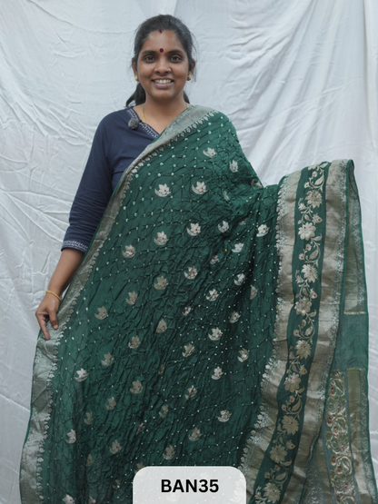 PURE RAW SILK WITH MEENAKARI BUTTA BANDHINI SAREE