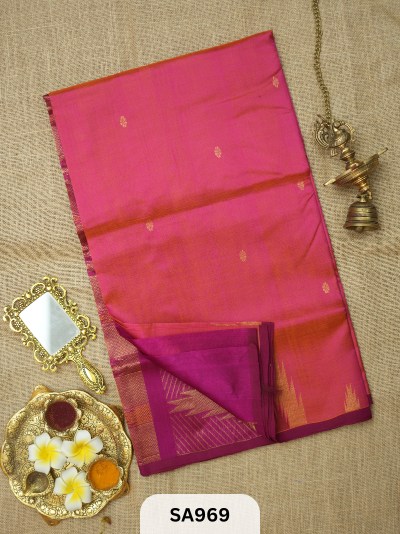 PURE HANDLOOM SILK COTTON SAREE | TEMPLE BORDER