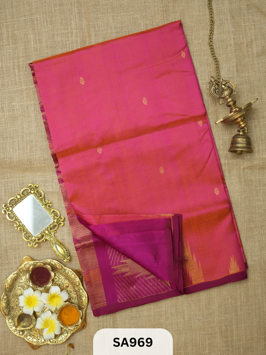PURE HANDLOOM SILK COTTON SAREE | TEMPLE BORDER