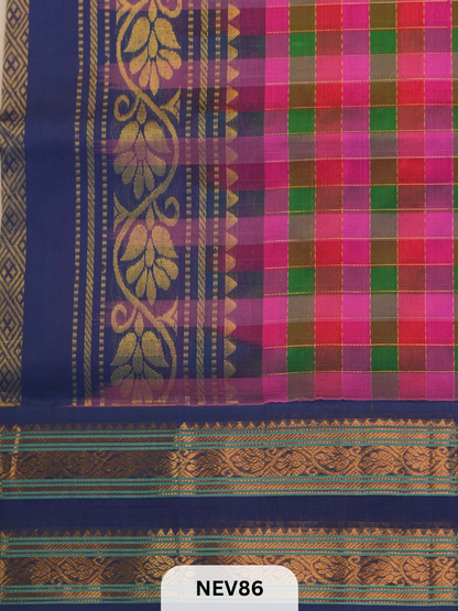 Korvai D/B Pallum Pazhamum Checks With Zari