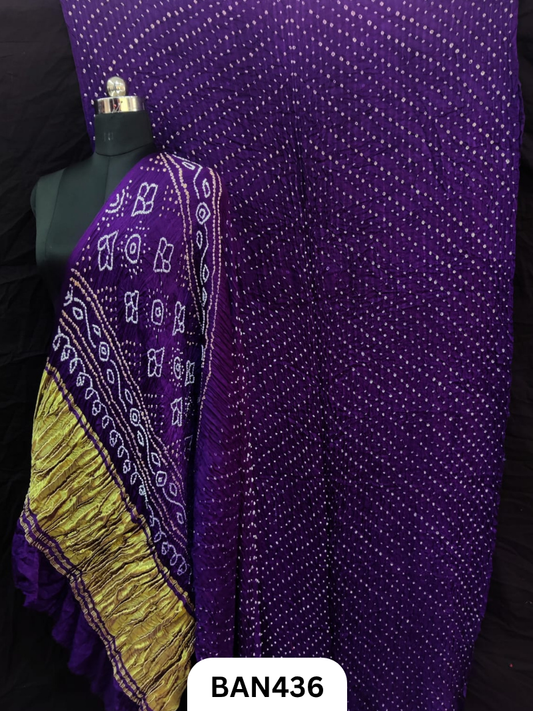 Vegan Silk Tissue Pallu Heavy Dani Bandhej Saree