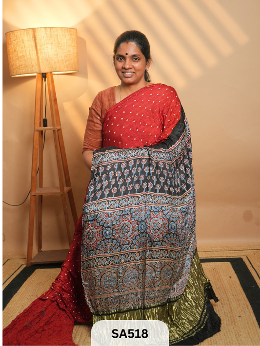 MODAL SILK | AJRAKH PRINT | BANDHEJ SAREE
