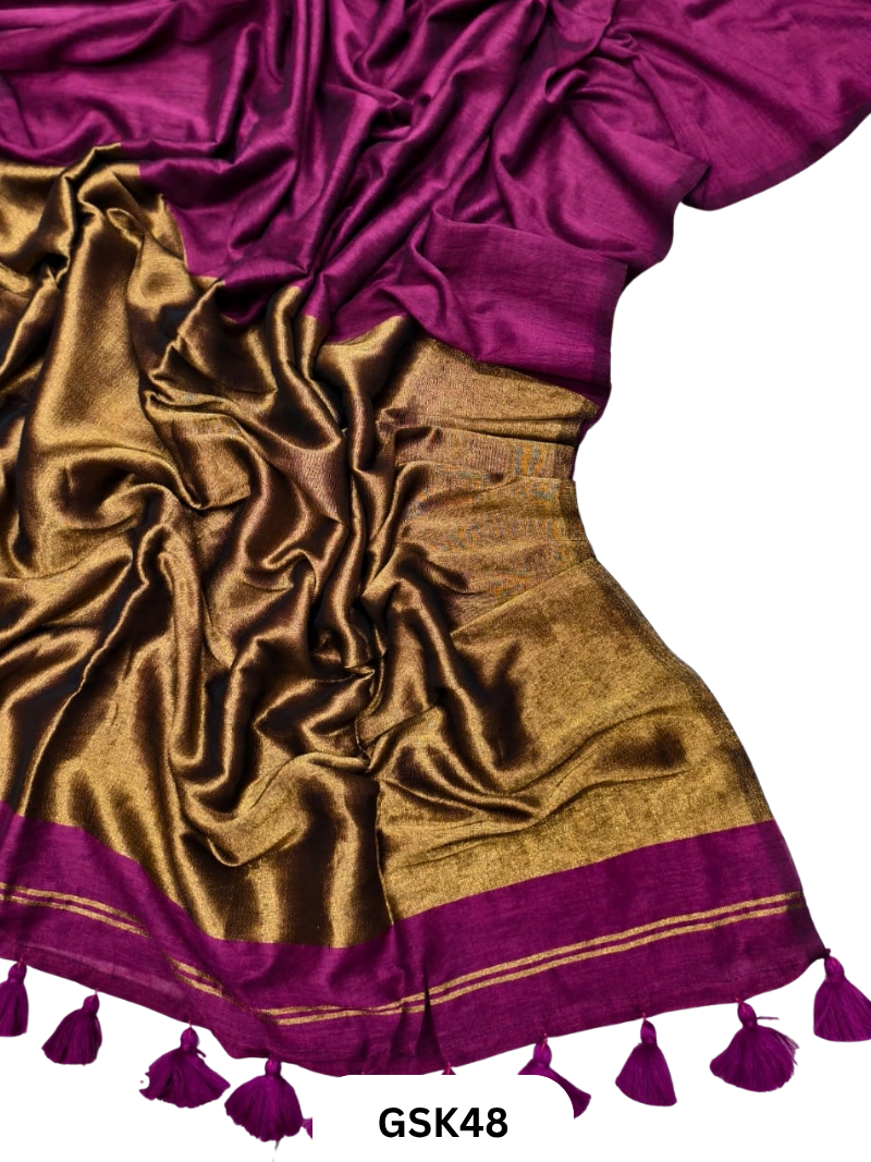 Plain Modal Tissue Saree With Blouse piece
