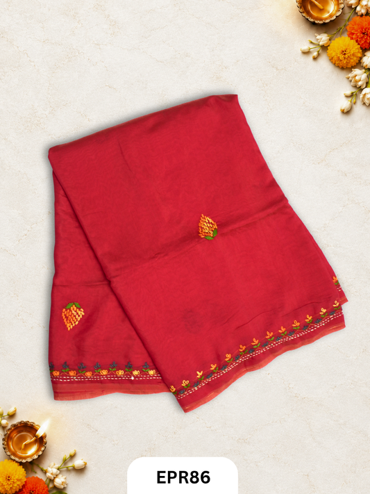 Mul Chanderi Lambani Embroidery Saree