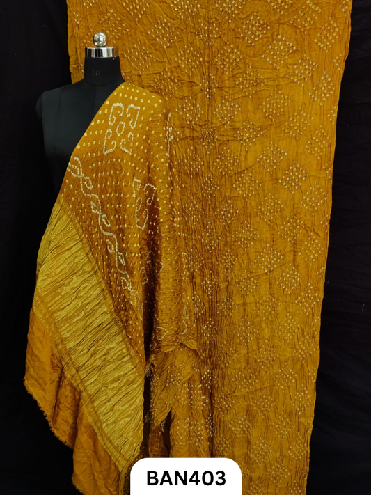 Semi Gaji Silk Tissue Pallu 25 Bani Bandhej Saree