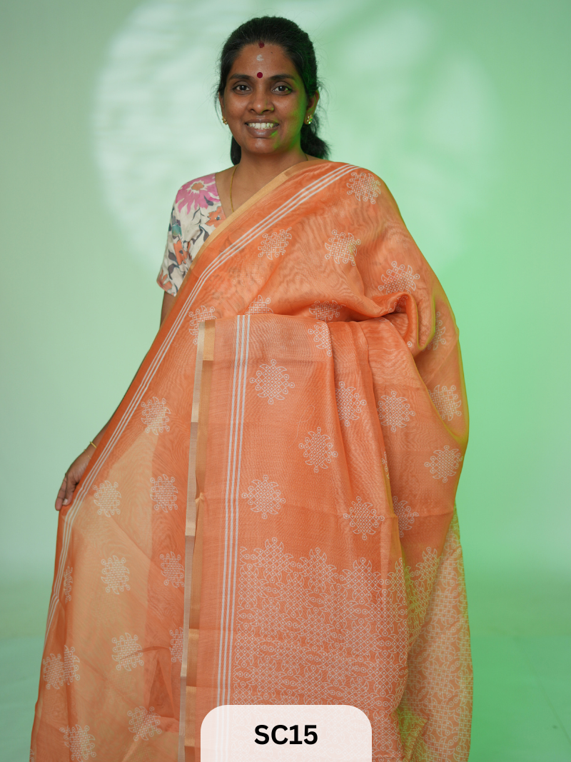 KOLLAM PRINT LINEN COTTON SAREE