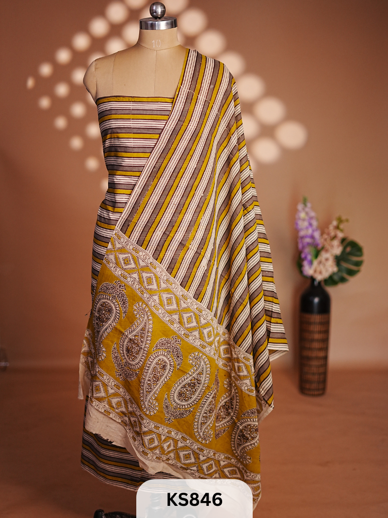 KALAMKARI COTTON-2 PCS-TOP & DUPPATA