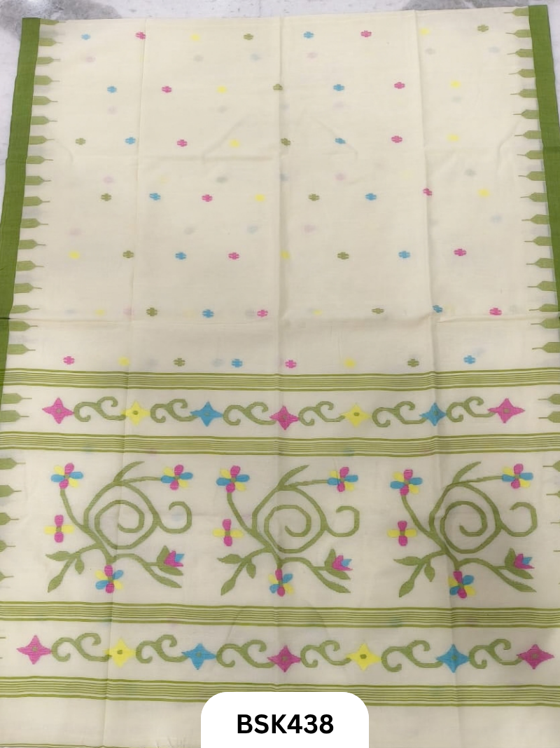 Handloom Pure Mul Cotton Needle Work Saree