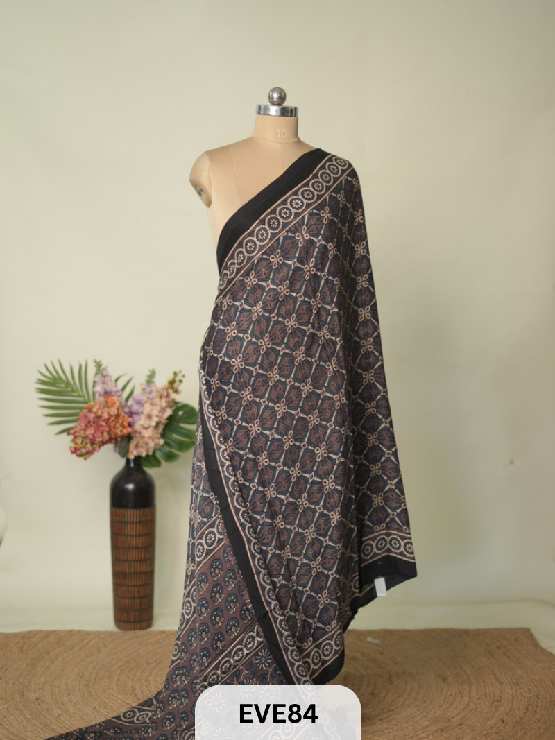 MODAL AJRAKH HANDBLOCK PRINT SAREE