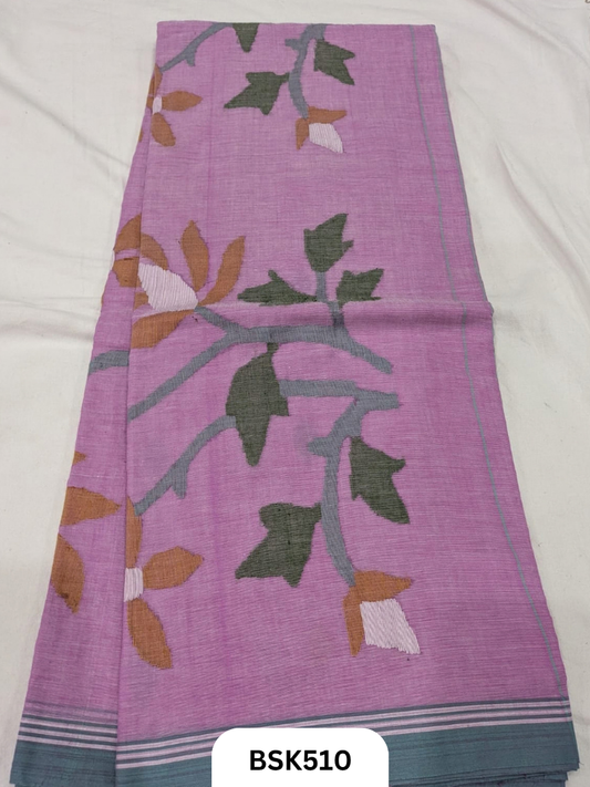 Handloom Pure Mul Cotton With Jamdhani Weave Saree
