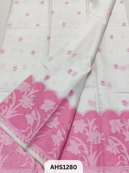 Soft Silk Kota Applique Work Saree