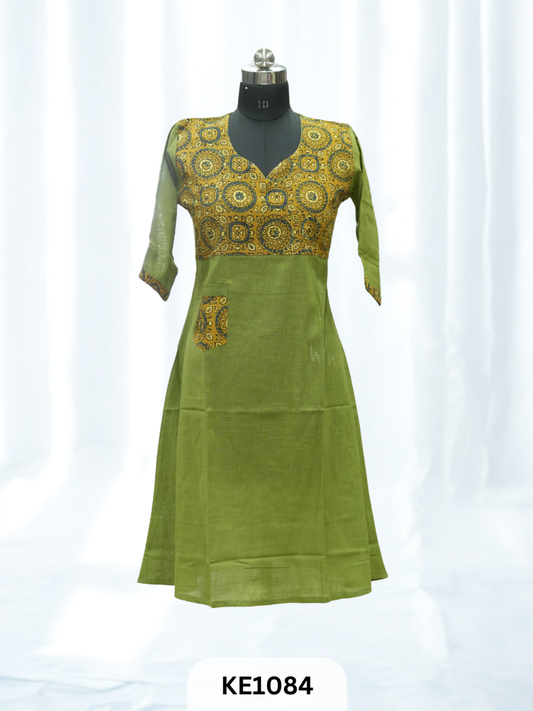 SLUB COTTON WITH NATURAL YOKE - ALINE KURTI