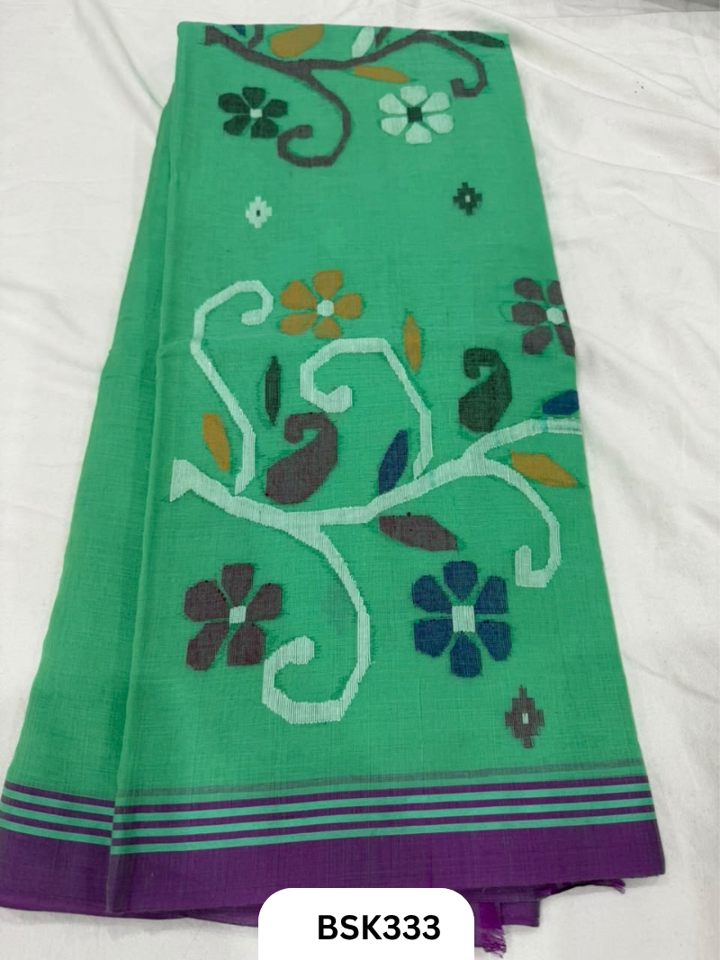 Handloom Pure Mul Cotton With Jamdhani Weave Saree