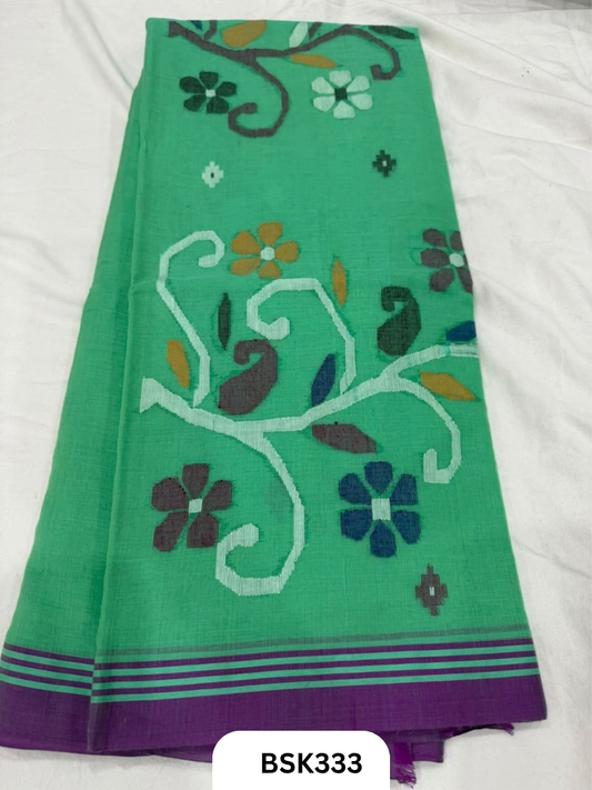 Handloom Pure Mul Cotton With Jamdhani Weave Saree