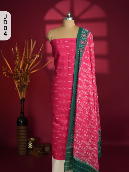 Double Ikkat Cotton with Mercerised Cotton Dupatta