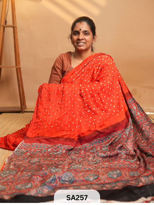 MODAL SILK WITH BANDHINI WORK