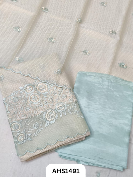 Applique Work Soft Silk Tissue Kota & Dupatta - Top 2.5Mtr & Dupatta 2.5Mtr