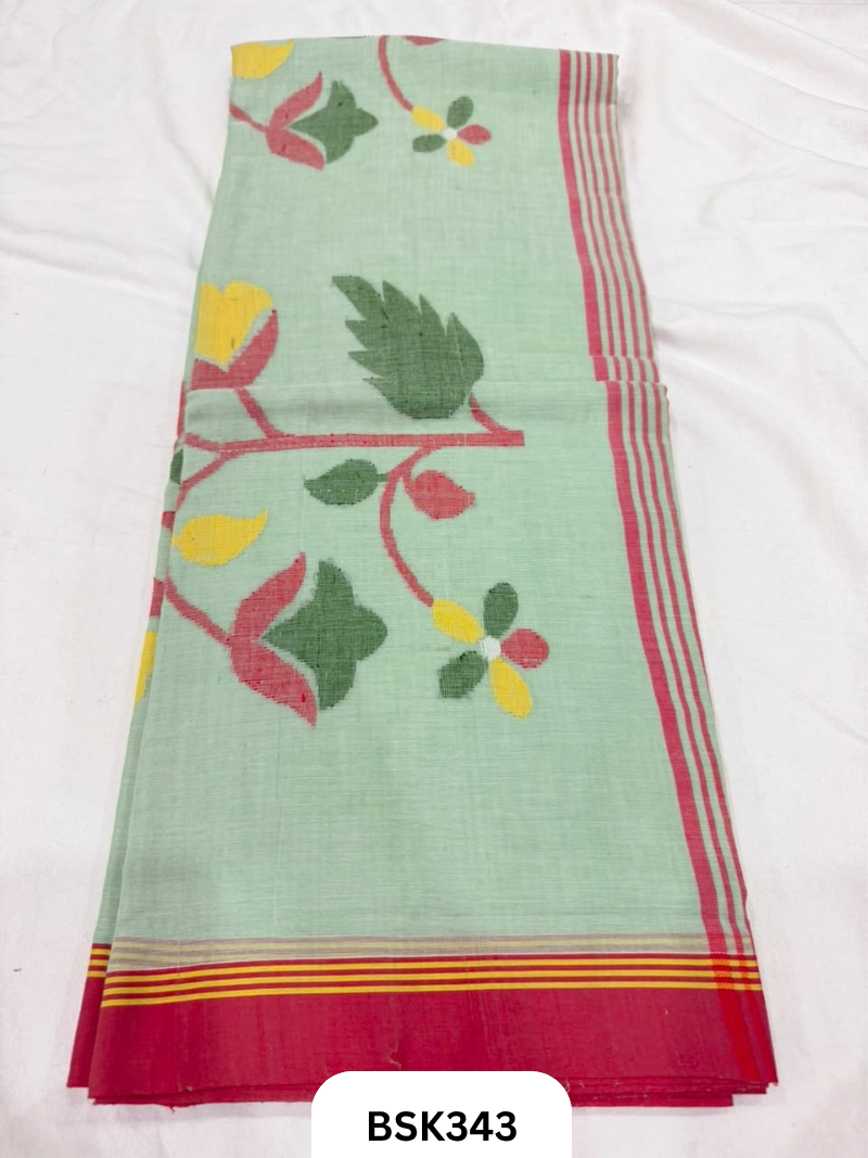 Handloom Pure Mul Cotton With Jamdhani Weave Saree