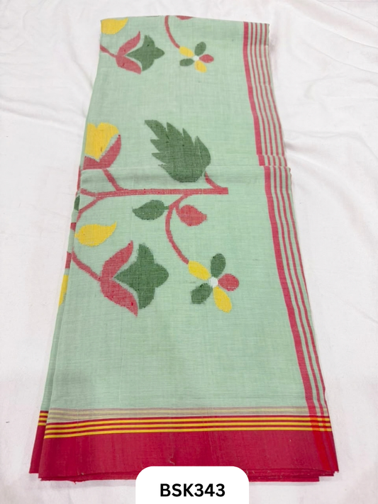 Handloom Pure Mul Cotton With Jamdhani Weave Saree