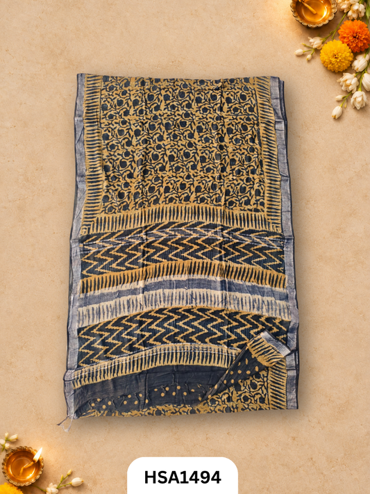Kalamkari Hand Block Printed Soft Linen With Blouse