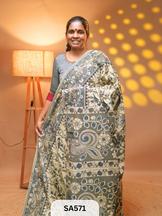 Kalamkari malmal cotton saree Ravi Sun Kalamkari