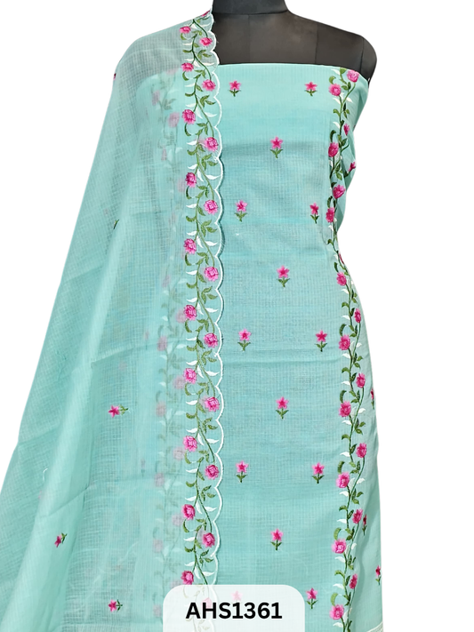 Exclusive  Kota Doria Embroidery Work -Top&duptta 2.5 Mtr