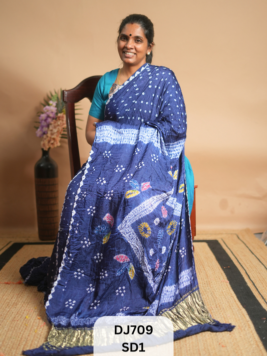 BANDHANI & AJRAKH MODAL SAREES | LAGDI PATTA | SHIBORI