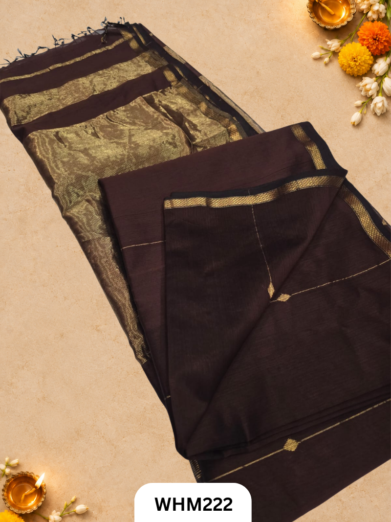 Pure Maheshwari Handloom Dual Tone Diamand Butti Line Saree