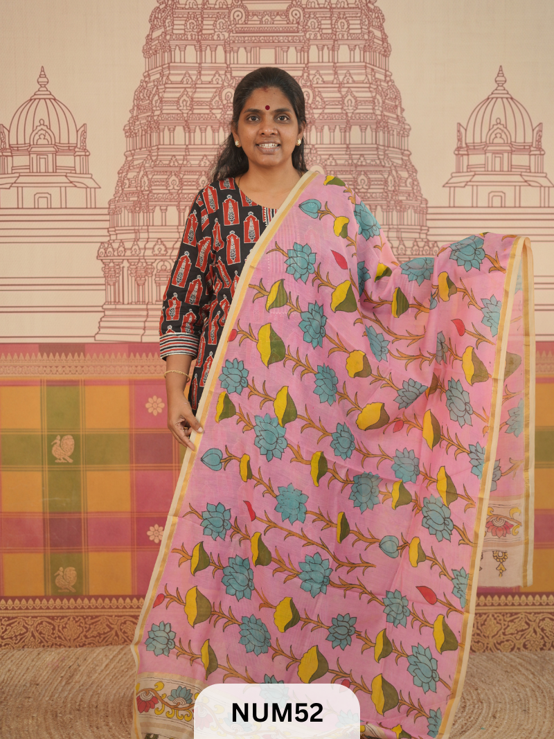 PURE CHANDERI WITH PENKALAMKARI DUPPATA