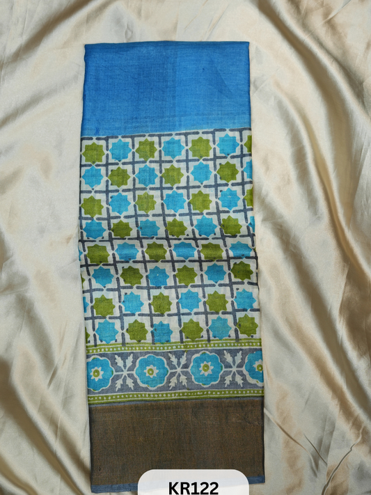 PURE TUSSAR SILK WITH HANDBLOCK AND DIGITAL