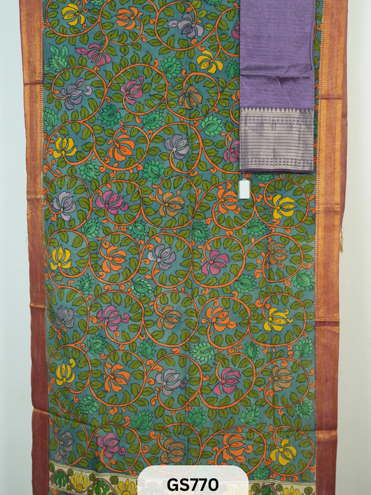 Mangalgiri Top with Pen Kalamkari Dupatta (Top and Dupatta only)