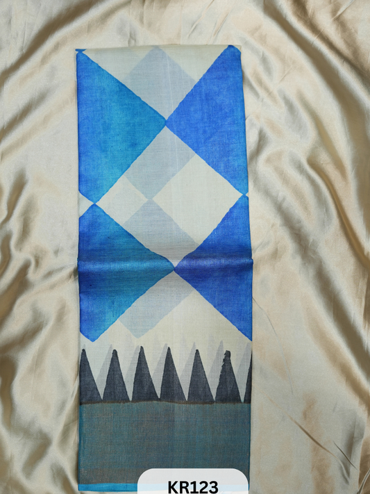 PURE TUSSAR SILK WITH HANDBLOCK AND DIGITAL