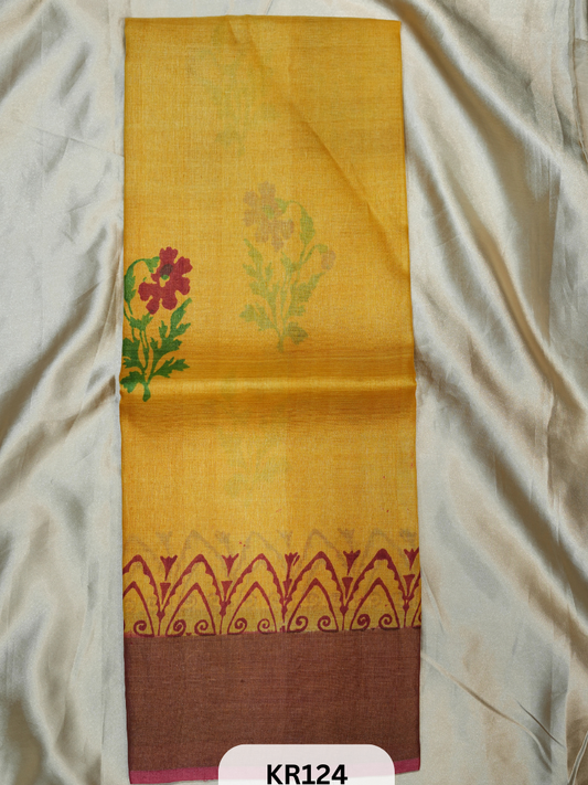 PURE TUSSAR SILK WITH HANDBLOCK AND DIGITAL