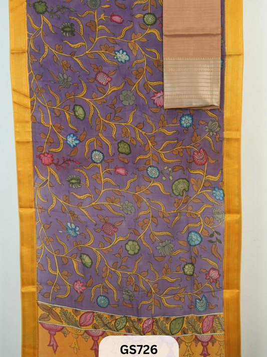 Mangalgiri Top with Pen Kalamkari Dupatta (Top and Dupatta only)